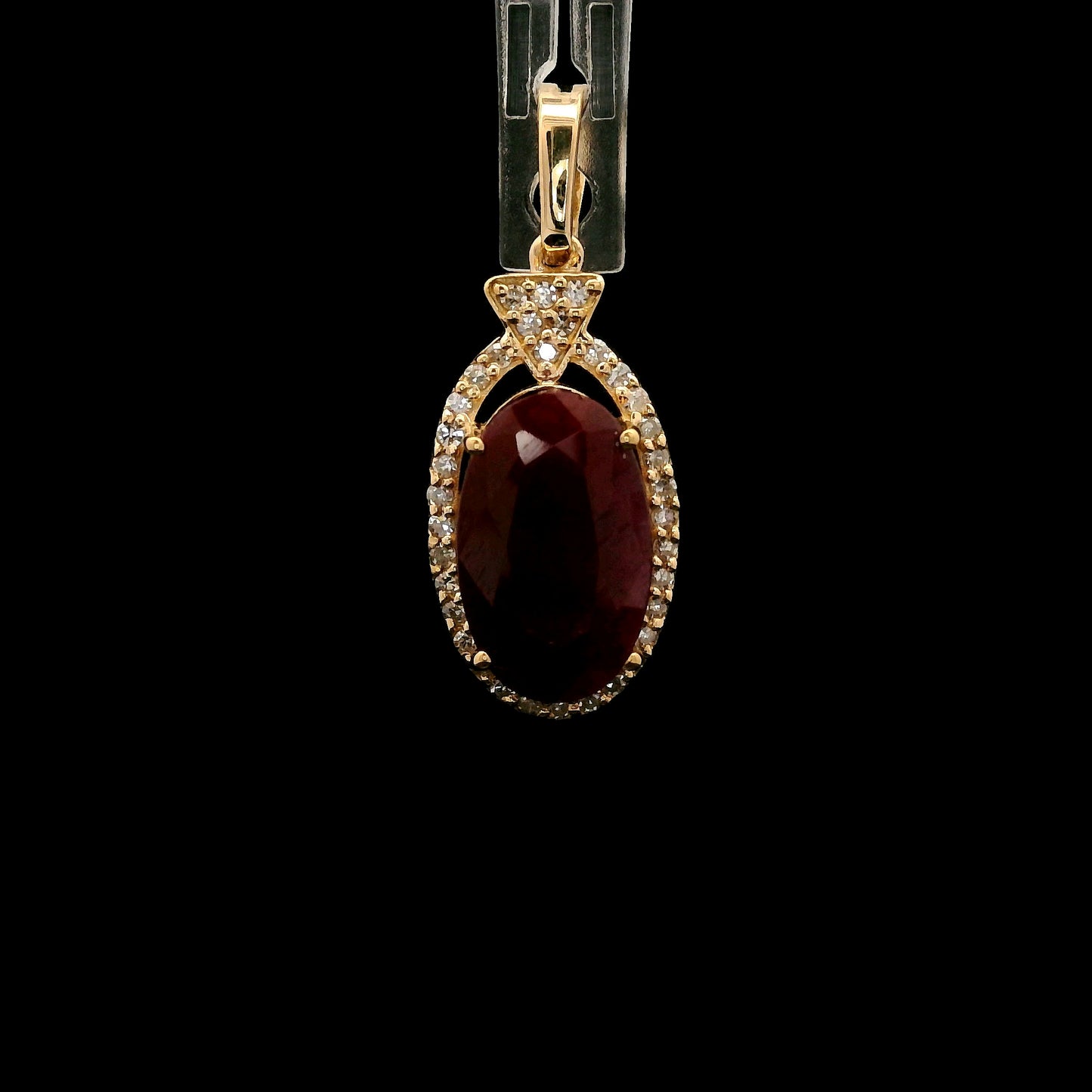 3.38 Ct Oval Mixed Cut Natural Corundum Ruby 14K Gold Pendant
