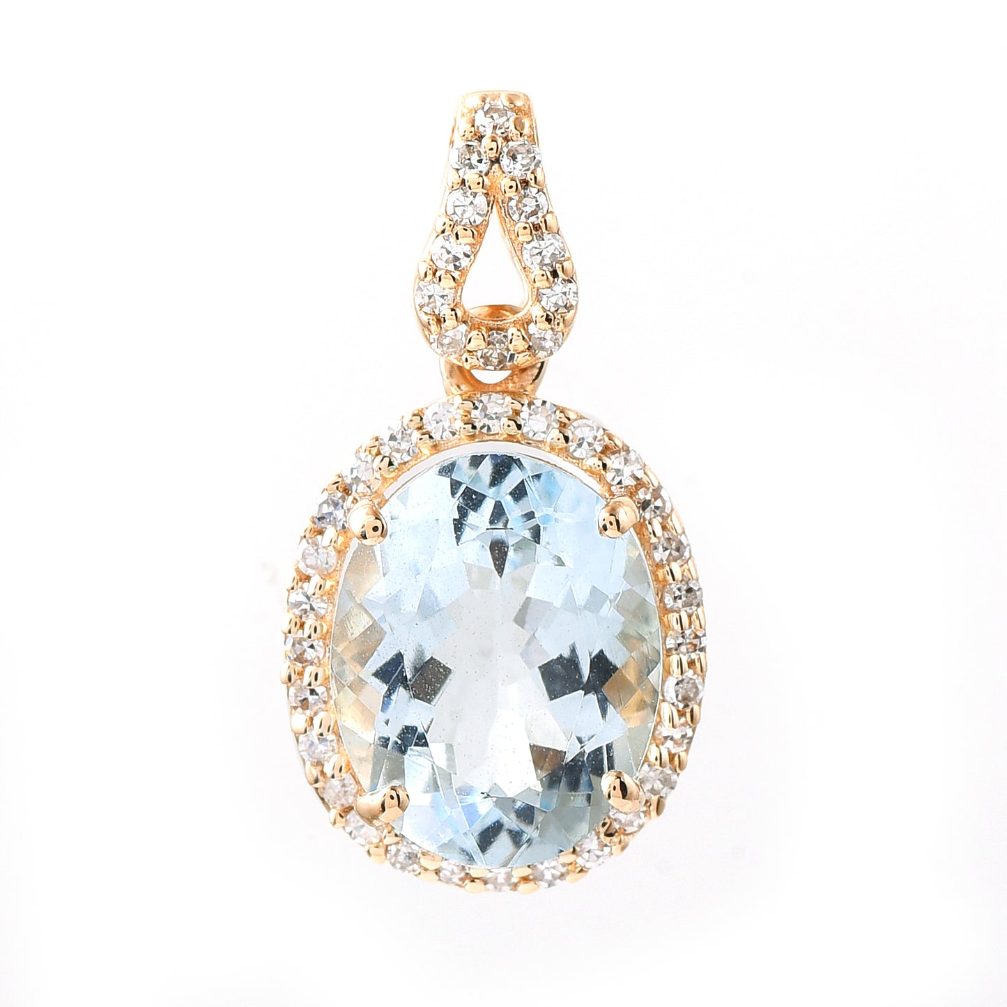 1.88 Ct Oval Mixed Cut Natural Aquamarine 14K Gold Pendant