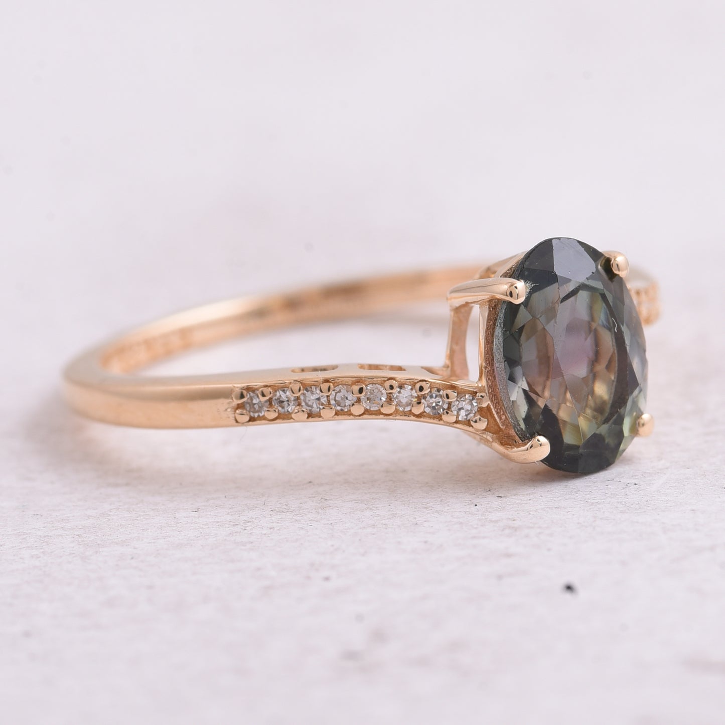 1.35 Ct Oval Natural Green Tourmaline 14K Gold Ring