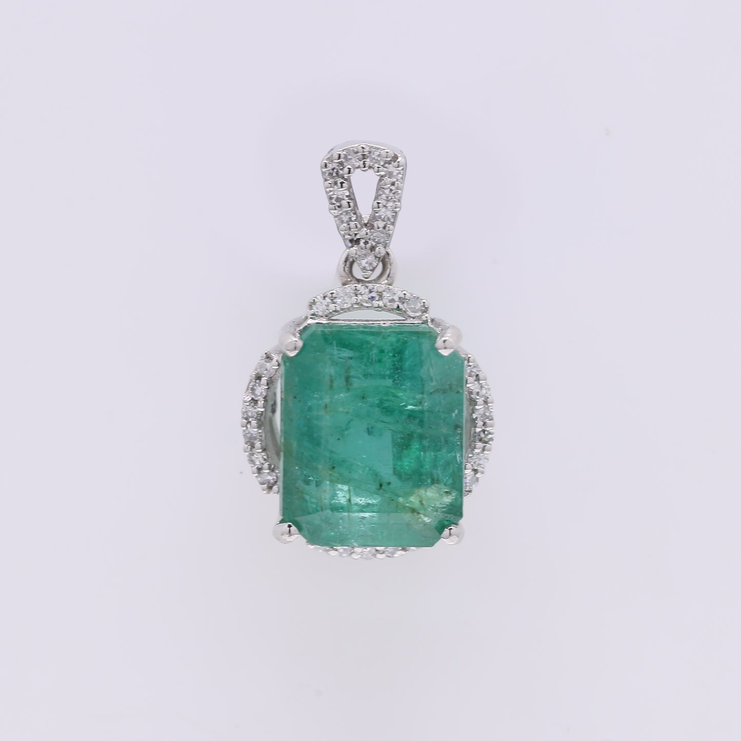 3.75 Ct Octagon Step Cut Natural Emerald 950 Platinum Pendant