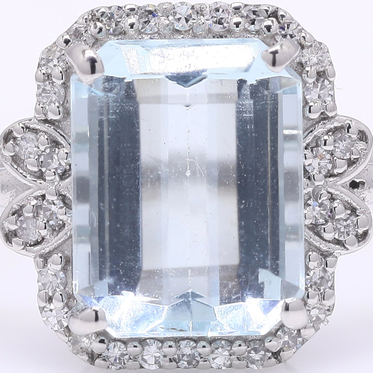 2.46 Ct Octagon Step Cut Natural Aquamarine 950 Platinum Ring