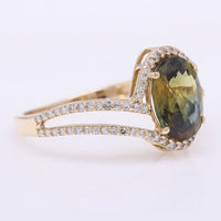 2.54 Ct Oval Mixed Cut Natural Bi-Coloured Sapphire 14K Gold Ring