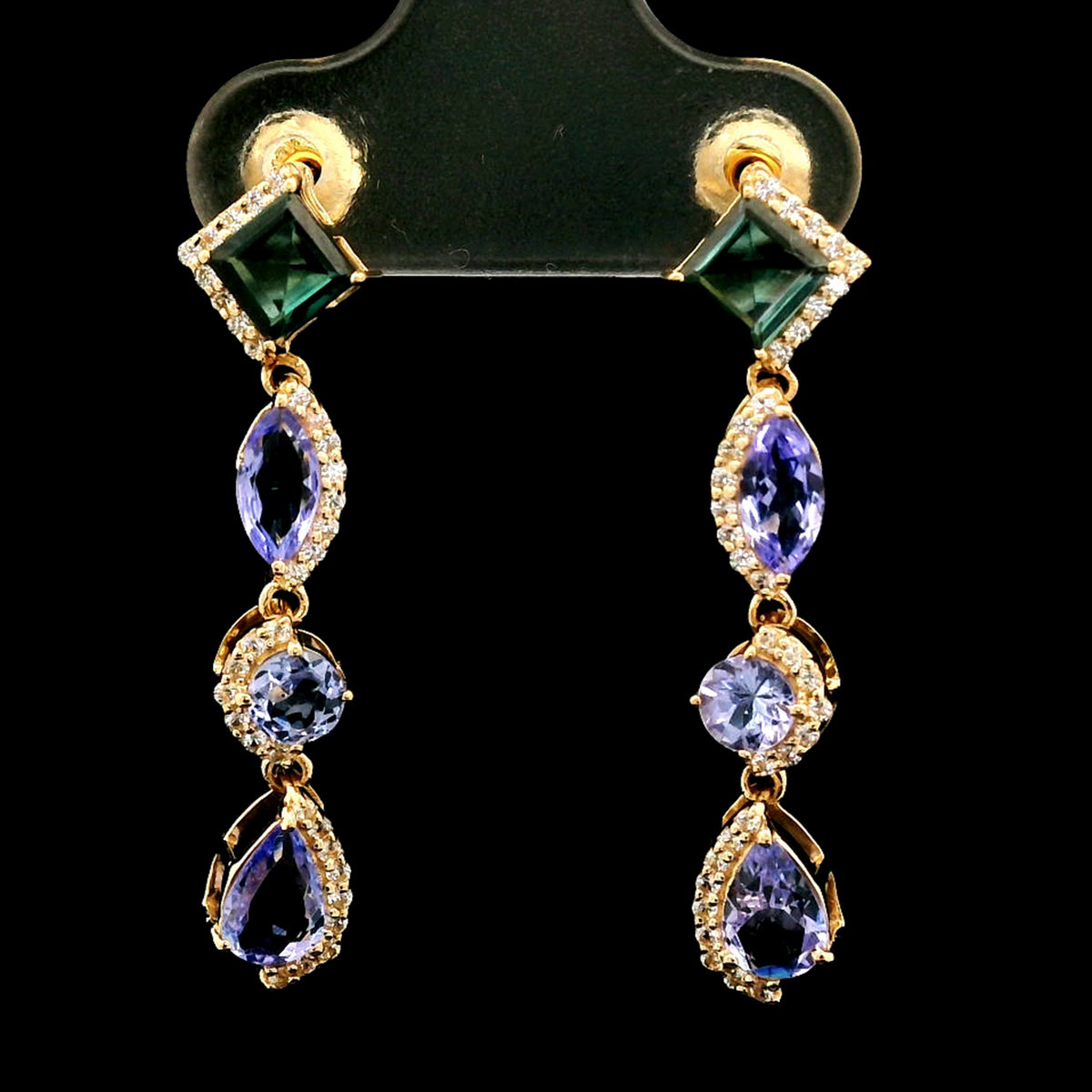 2.47 Ct Pear Tanzanite 14K Gold Earrings