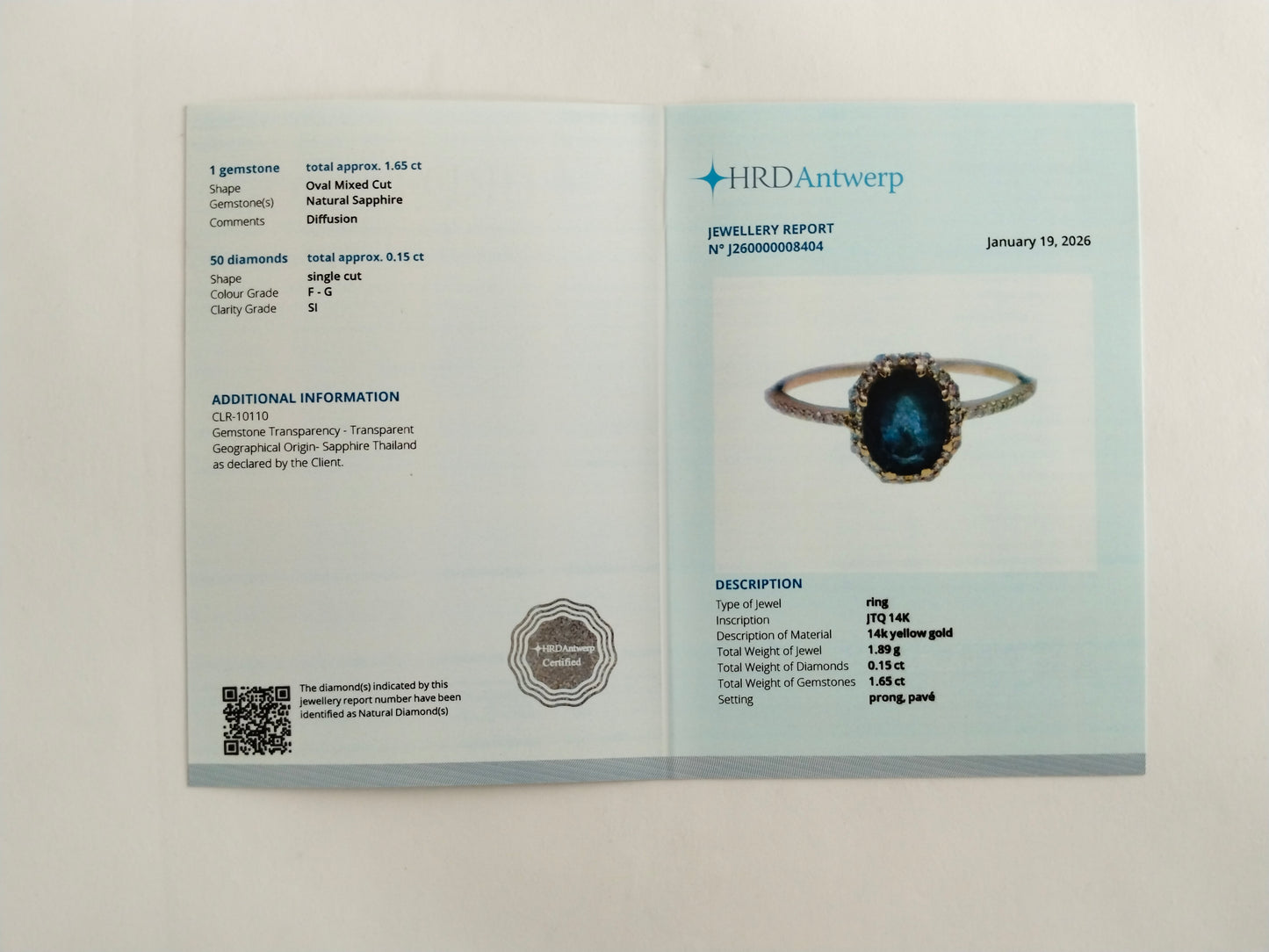 1.80 Ct Oval Mixed Cut Natural Sapphire 14K Gold Ring