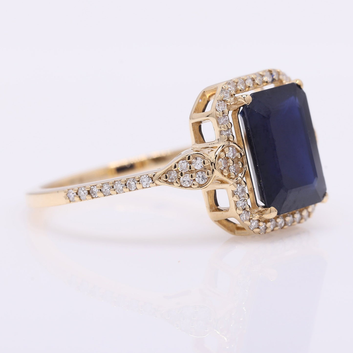 2.81 Ct Octagon Step Cut Natural Sapphire 14K Gold Ring