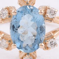 1.18 Ct Oval Natural Aquamarine 14K Gold Ring
