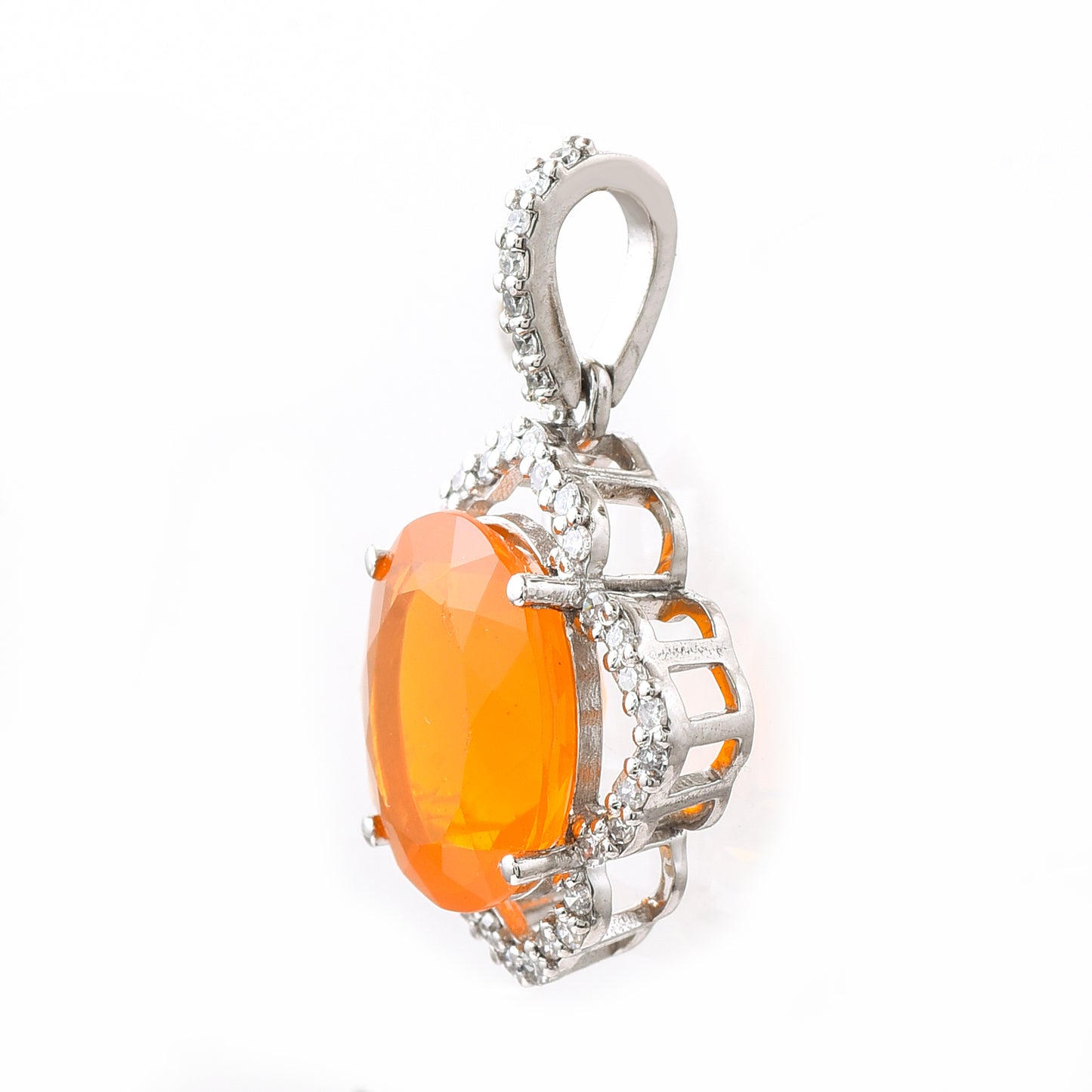 1.91 Ct Oval Fire Opal 950 Platinum Pendant
