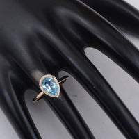 1.74 Ct Pear Blue Topaz 9K Gold Ring