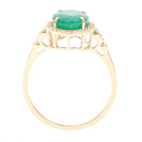 2.85 Ct Oval Natural Emerald 14K Gold Ring