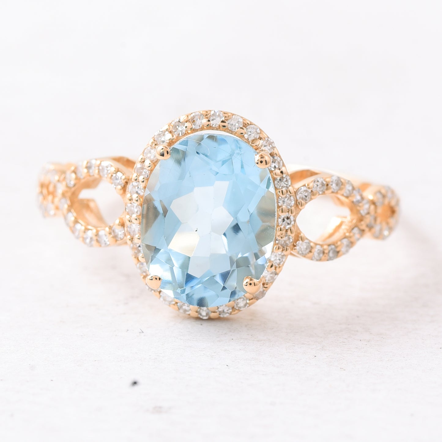 2.48 Ct Oval Mixed Cut Natural Topaz 14K Gold Ring