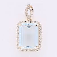 2.87 Ct Octagon Step Cut Natural Aquamarine 14K Gold Pendant
