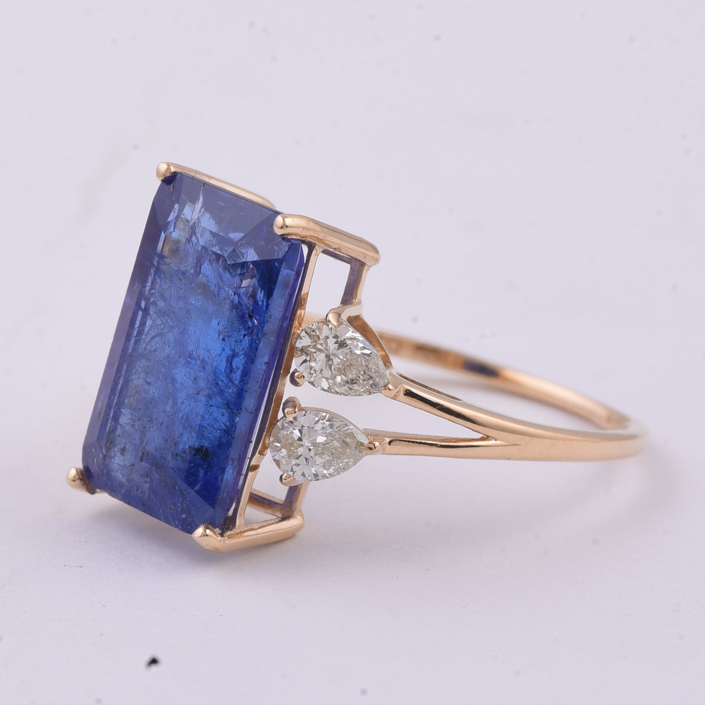 7.16 Ct Octagon Step Cut Natural Tanzanite 14K Gold Ring