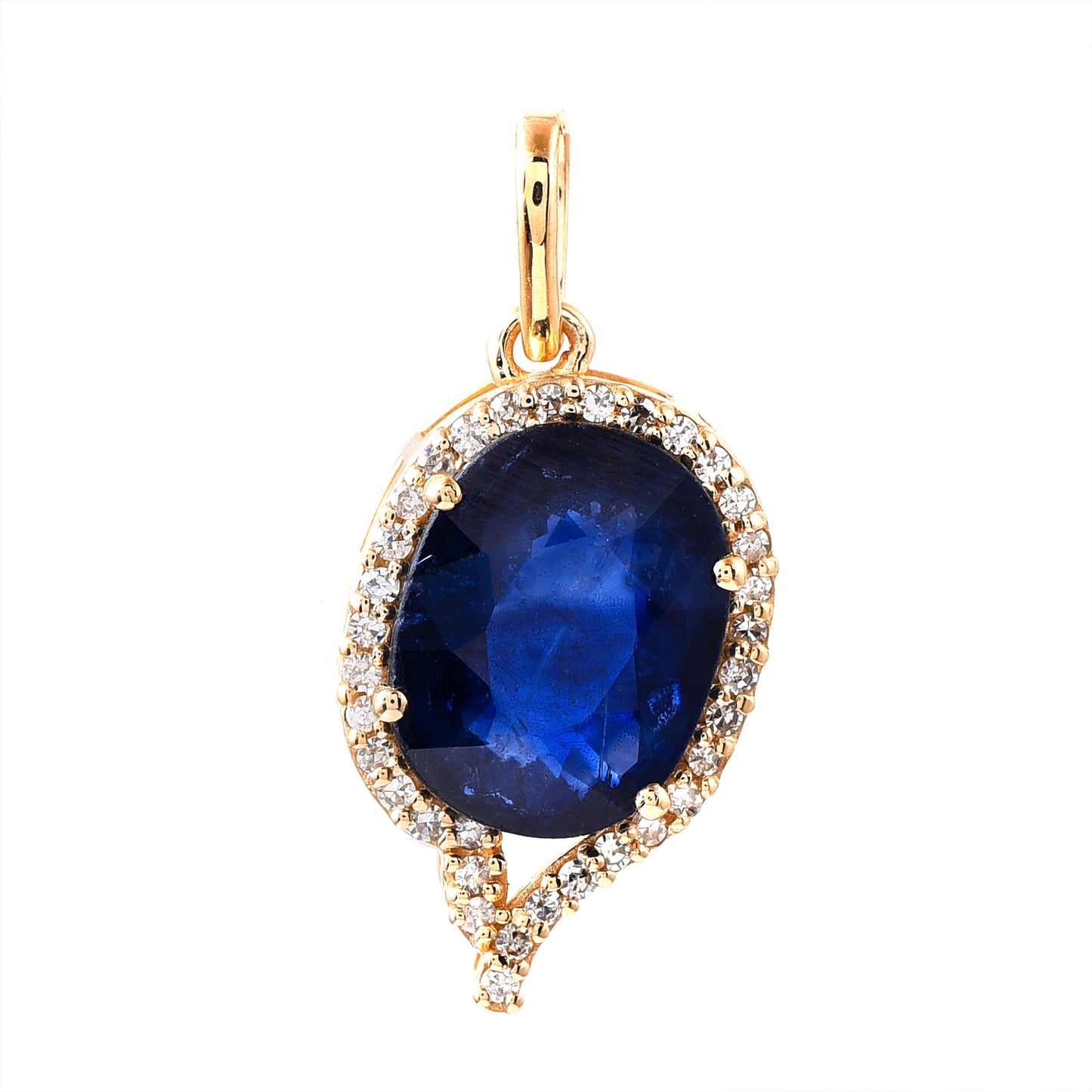 2.65 Ct Oval Mixed Cut Natural Sapphire 14K Gold Pendant