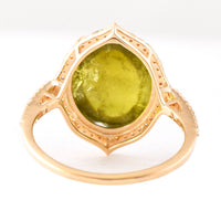 7.28 Ct Oval Cabochon Cut Natural Green Tourmaline 14K Gold Ring