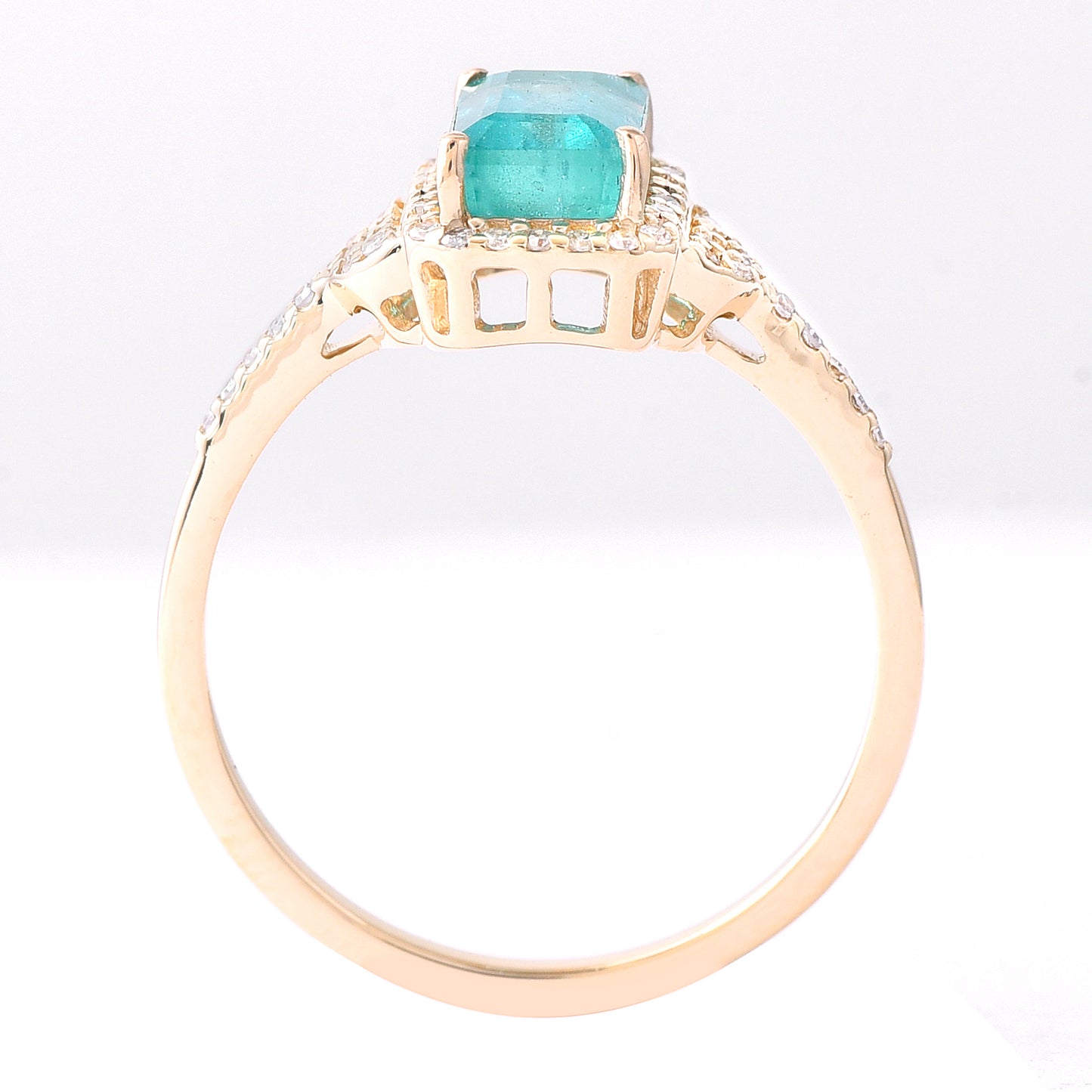 1.43 Ct Octagon Step Cut Natural Emerald 14K Gold Ring