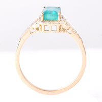 1.43 Ct Octagon Step Cut Natural Emerald 14K Gold Ring