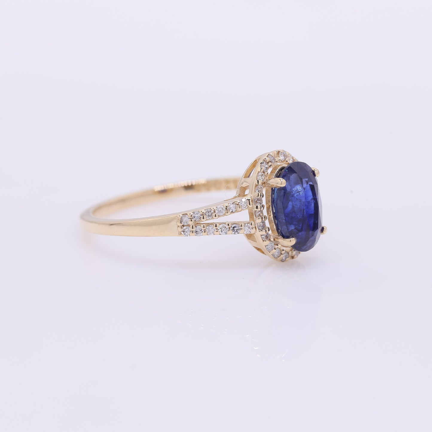1.60 Ct Oval Mixed Cut Natural Sapphire 14K Gold Ring