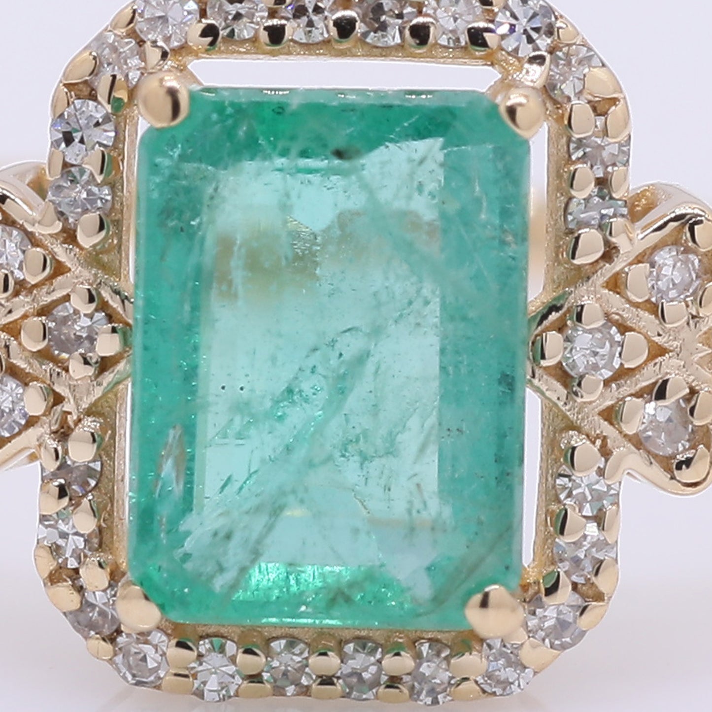 1.36 Ct Octagon Step Cut Natural Emerald 14K Gold Ring