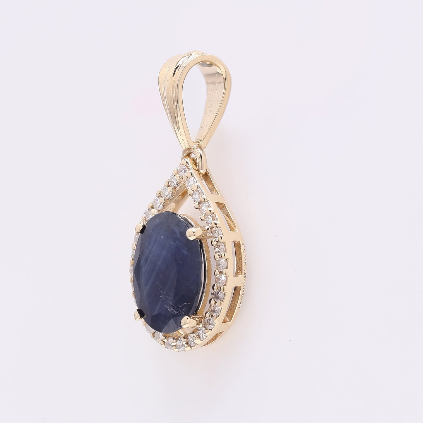1.53 Ct Oval Mixed Cut Natural Sapphire 14K Gold Pendant