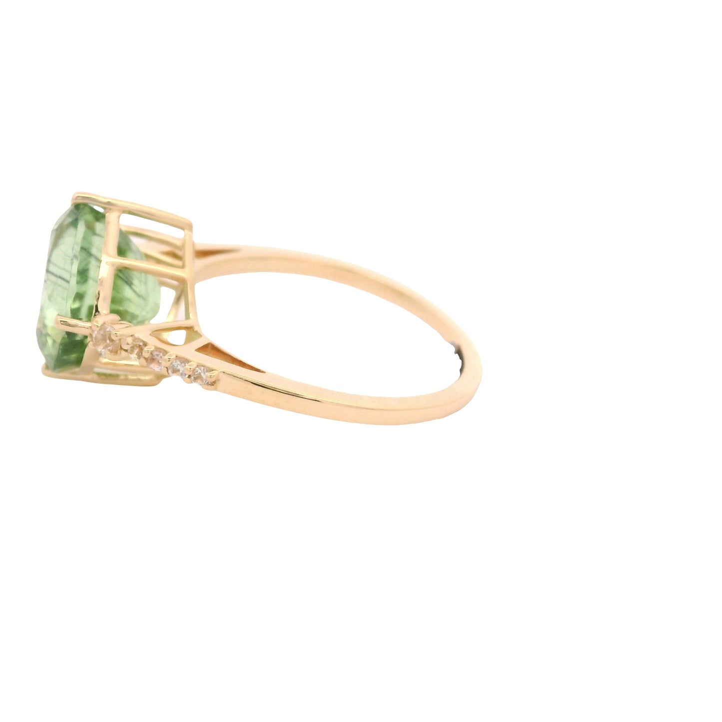 4.25 Ct Cushion Peridot 14K Gold Ring