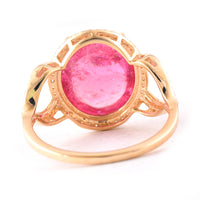 6.11 Ct Oval Cabochon Cut Natural Pink Tourmaline 14K Gold Ring