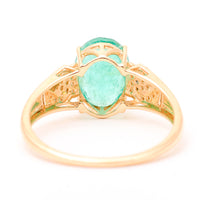 2.00 Ct Oval Mixed Cut Natural Emerald 14K Gold Ring