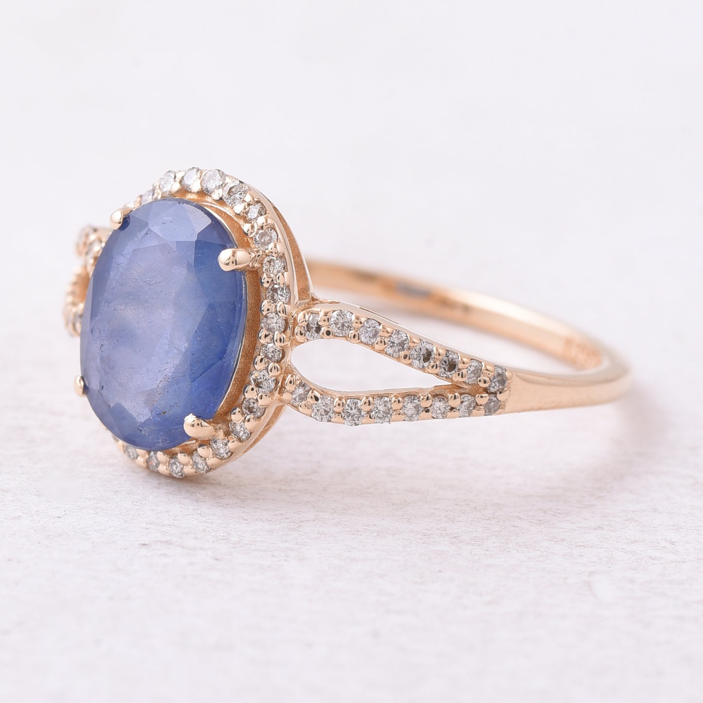1.98 Ct Oval Mixed Cut Natural Sapphire 14K Gold Ring