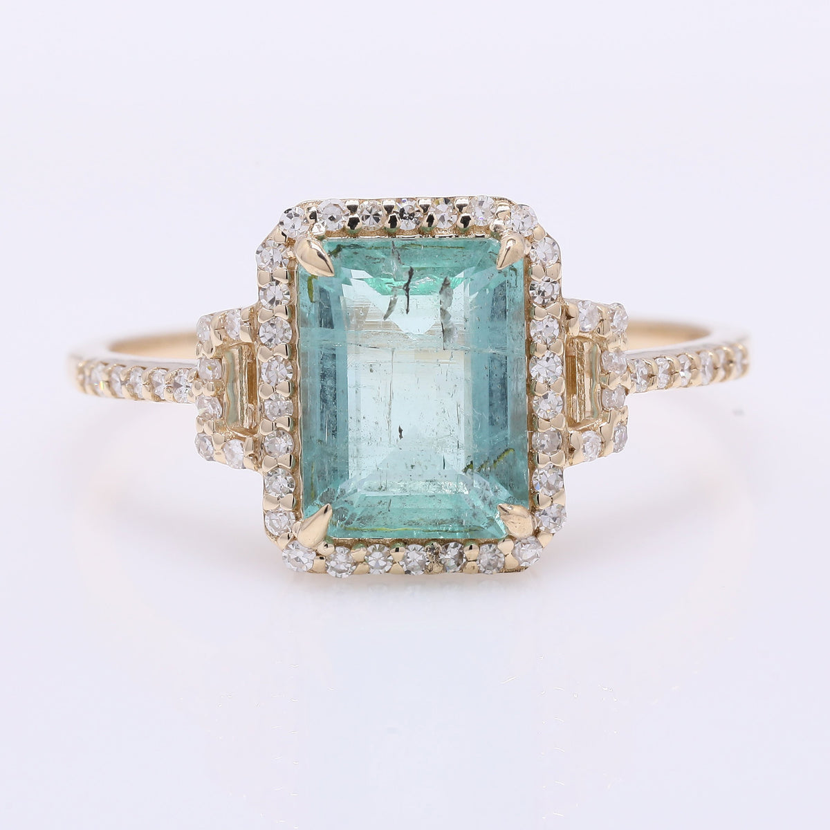 1.83 Ct Octagon Step Cut Natural Emerald 14K Gold Ring