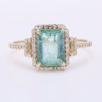 1.83 Ct Octagon Step Cut Natural Emerald 14K Gold Ring