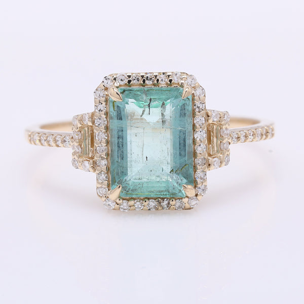 1.83 Ct Octagon Step Cut Natural Emerald 14K Gold Ring