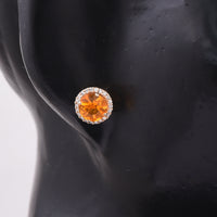 1.29 Ct Round Mixed Cut Natural Fire Opal 14K Gold Earrings