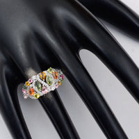 1.54 Ct Marquise Mixed Cut, Round Mixed Cut, Pear Mixed Cut Natural Multi-Coloured Tourmaline 950 Platinum Ring