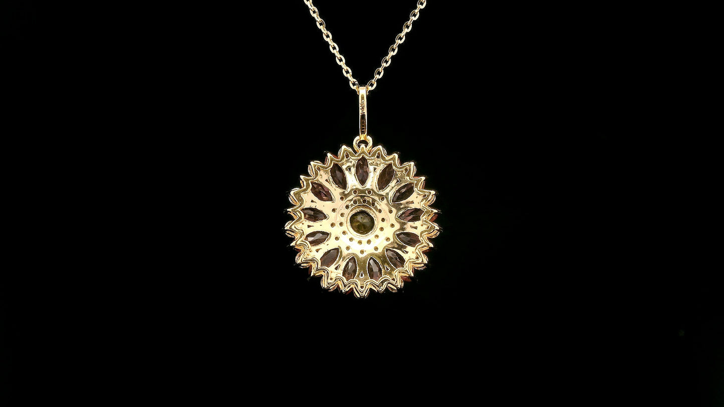 2.26 Ct Round Tourmaline 14K Gold Pendant