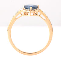 1.64 Ct Pear Mixed Cut Natural Sapphire 14K Gold Ring