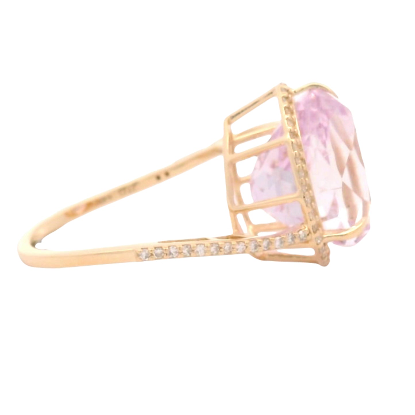 7.85 Ct Pear Kunzite 14K Gold Ring
