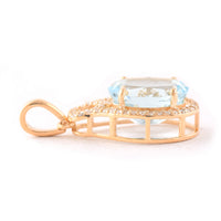 2.83 Ct Oval Mixed Cut Natural Aquamarine 14K Gold Pendant