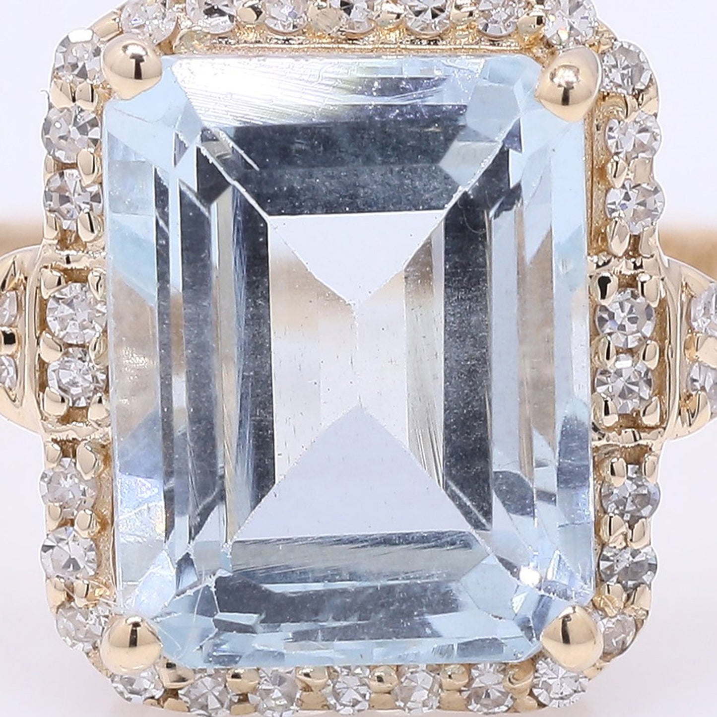 2.72 Ct Octagon Step Cut Natural Aquamarine 14K Gold Ring