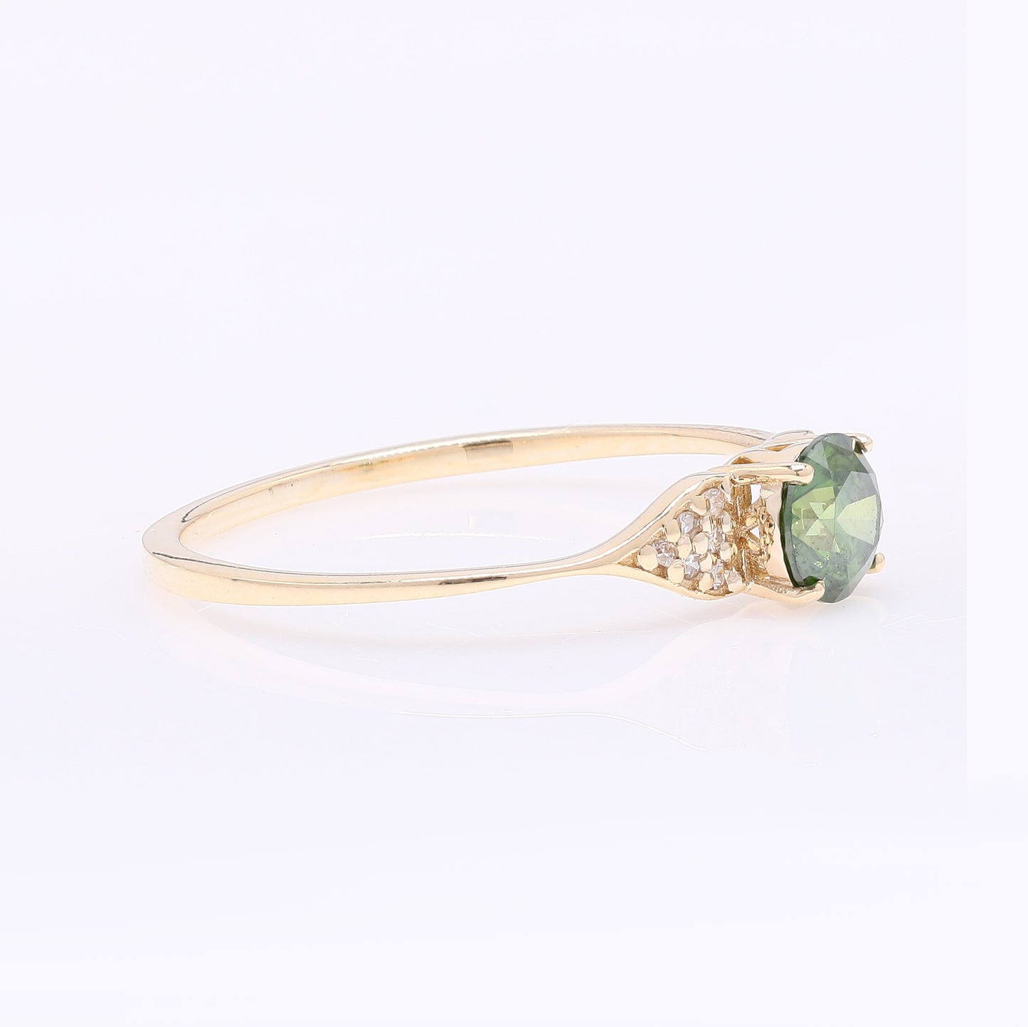 0.50 Ct Round Green Diamond 14K Gold Ring