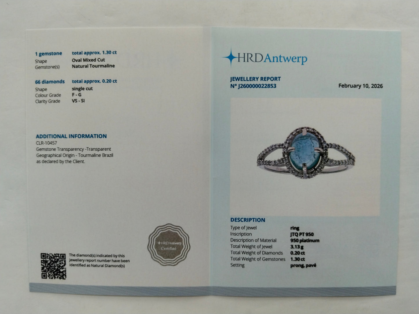 1.50 Ct Oval Cabochon Cut Natural Tourmaline 950 Platinum Ring