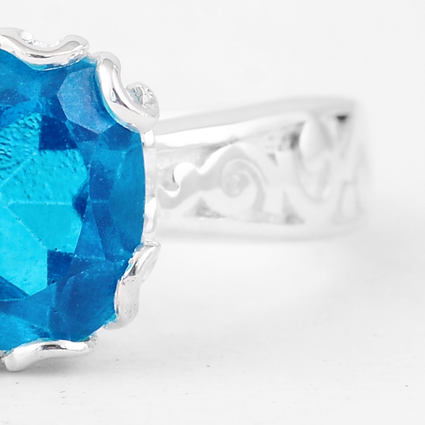 2.87 Ct Cushion Pariba Topaz, 925 Sterling Silver Ring