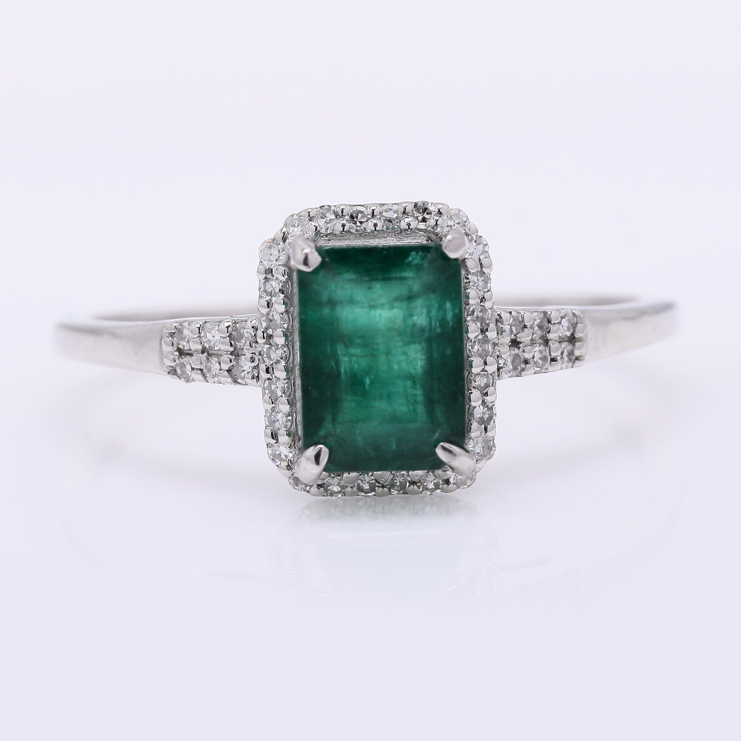 1.28 Ct Octagon Step Cut Natural Emerald 950 Platinum Ring