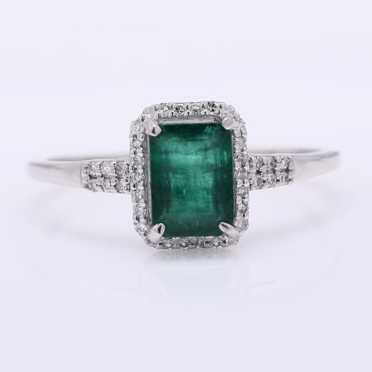 1.28 Ct Octagon Step Cut Natural Emerald 950 Platinum Ring