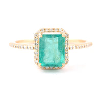 1.85 Ct Octagon Step Cut Natural Emerald 14K Gold Ring
