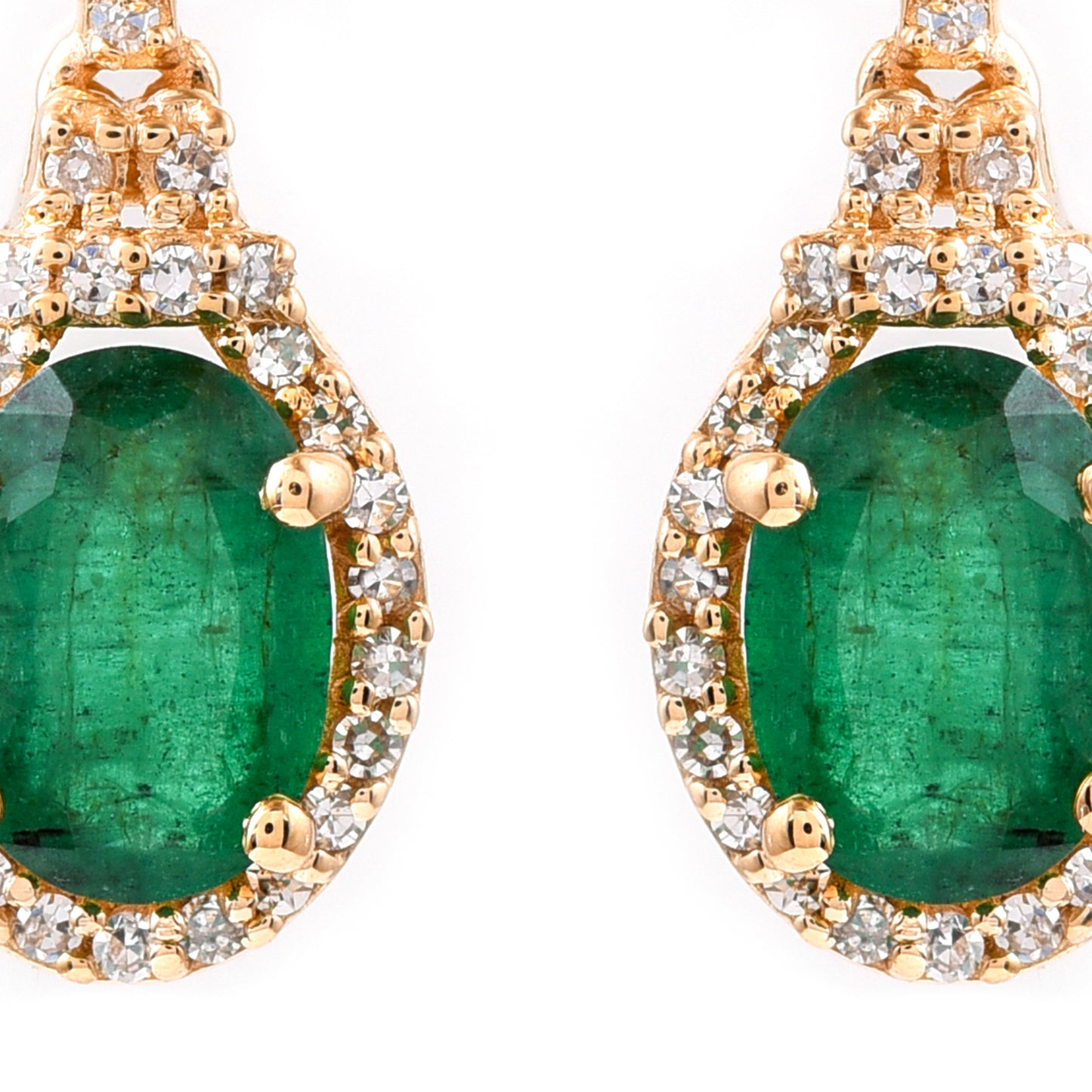 1.54 Ct Oval Mixed Cut Natural Emerald 14K Gold Earrings