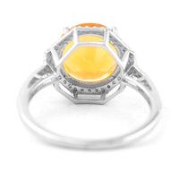 2.65 Ct Round Mixed Cut Natural Fire Opal 950 Platinum Ring