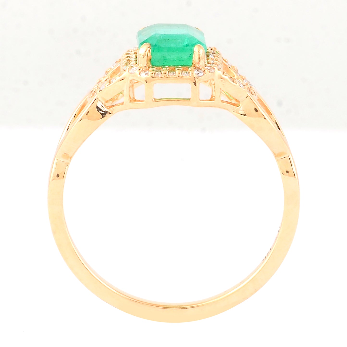 1.05 Ct Octagon Step Cut Natural Emerald 14K Gold Ring