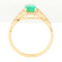 1.05 Ct Octagon Step Cut Natural Emerald 14K Gold Ring