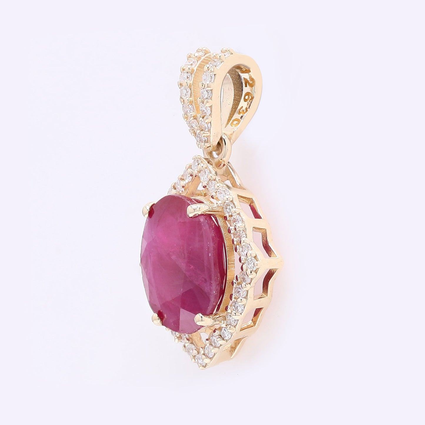 2.65 Ct Oval Mixed Cut Natural Ruby 14K Gold Pendant