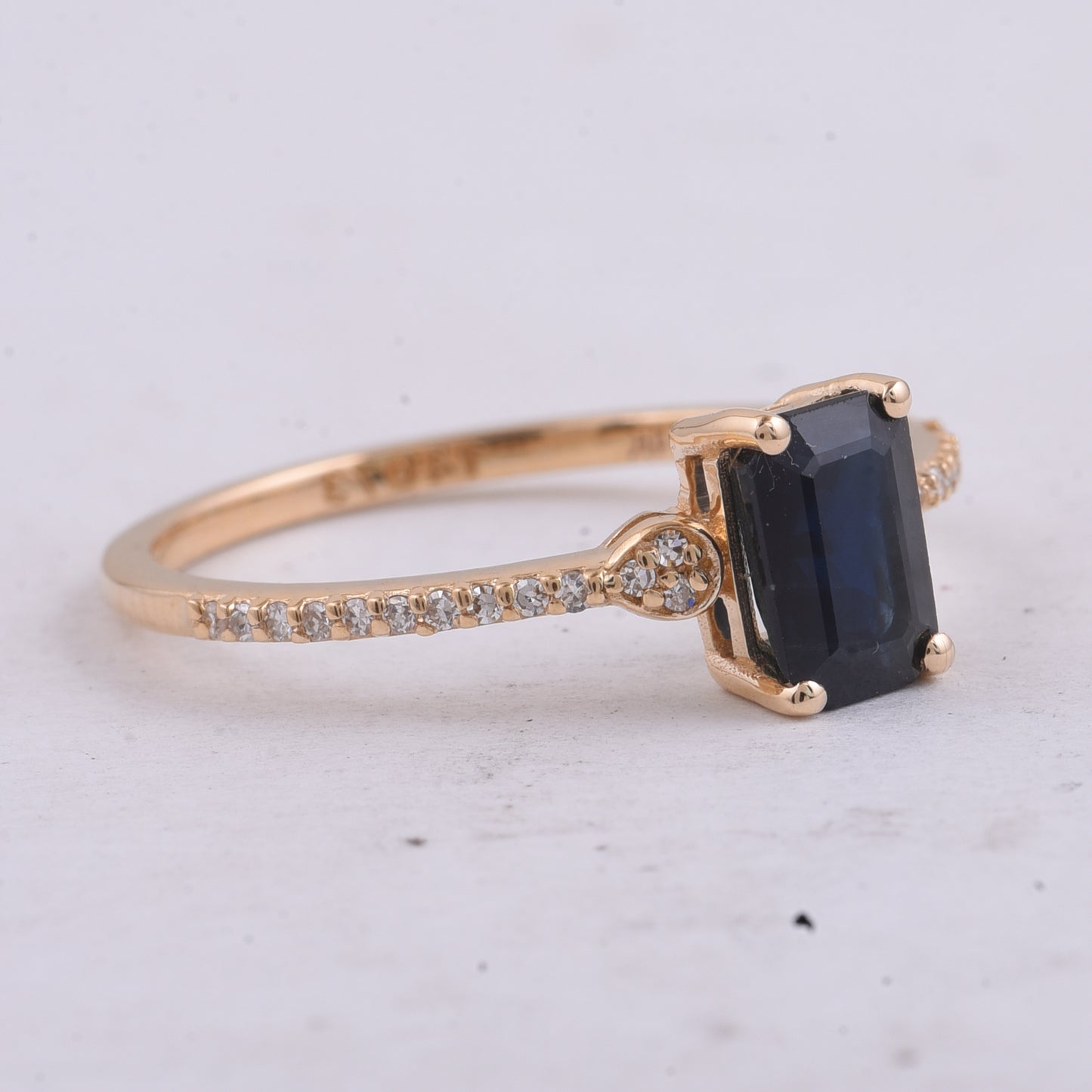 1.30 Ct Octagon Step Cut Natural Sapphire 14K Gold Ring