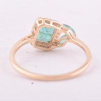 1.01 Ct Octagon Step Cut, Marquise Mixed Cut Natural Emerald 14K Gold Ring